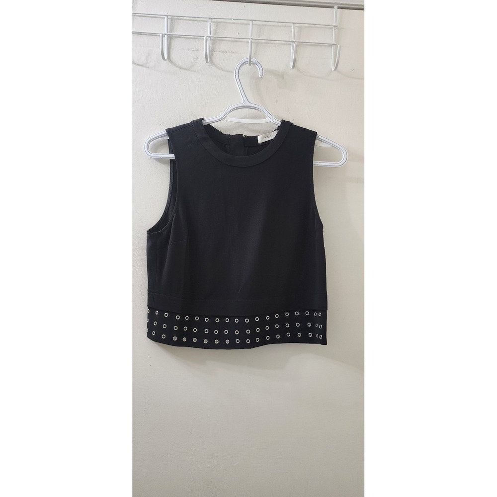 A.L.C. Black Grommet Studded Sleeveless Crop Top Back Zip Size 2 S-01-3 5966HC